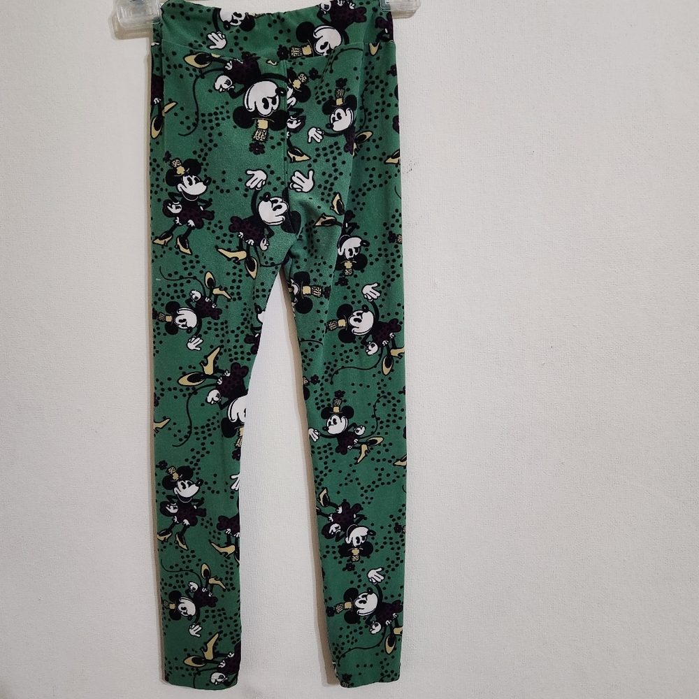 Disney LuLaRoe Green With Mickey Leggings OS